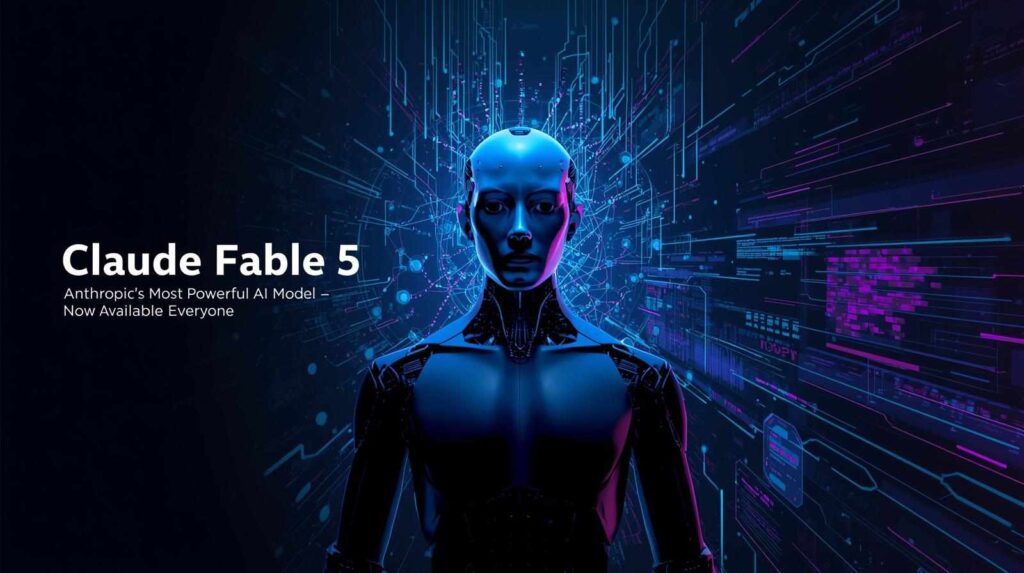 Claude Fable 5 by Anthropic, the company's most powerful AI model, featuring advanced reasoning, coding assistance, content generation, and enterprise-grade artificial intelligence capabilities