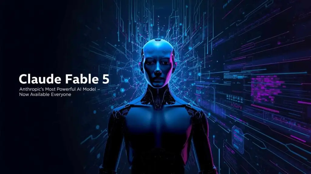 Claude Fable 5 by Anthropic, the company's most powerful AI model, featuring advanced reasoning, coding assistance, content generation, and enterprise-grade artificial intelligence capabilities
