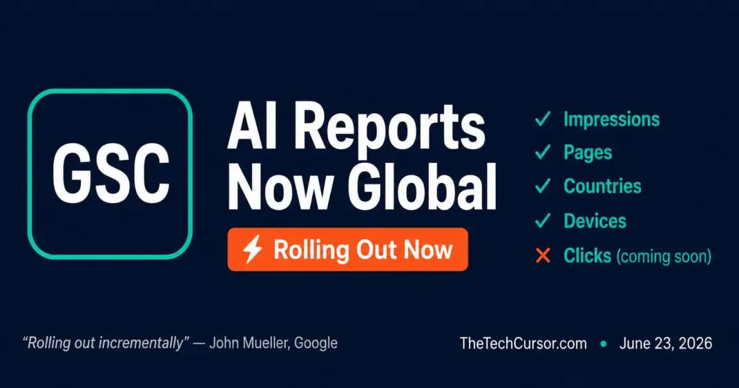 Google Search Console AI performance report dashboard showing impressions pages countries and devices data for AI Overviews and AI Mode visibility