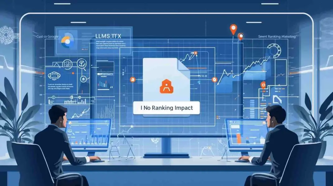 Google officially confirms that LLMS.txt files do not affect search rankings, featuring technical SEO analytics, AI search technology, website optimization metrics, and search engine performance data