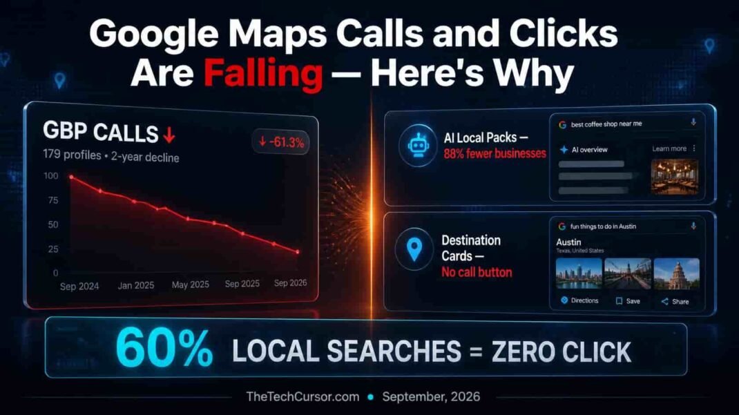 Google Maps calls and clicks declining data showing GBP call button disappearing AI local packs replacing traditional local pack and zero click local search trend 2026
