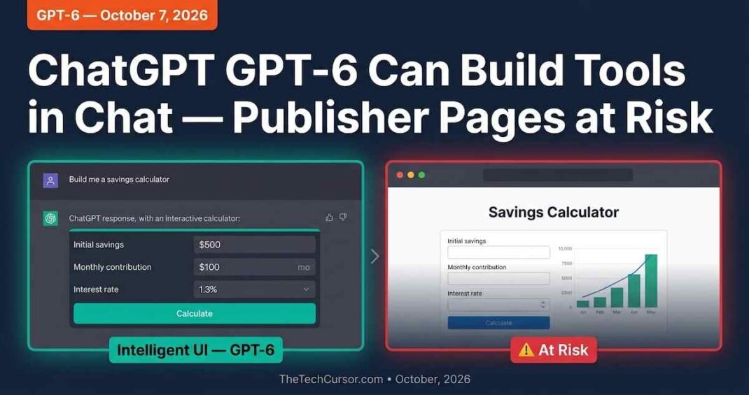 ChatGPT GPT-6 Intelligent UI update showing interactive answers with charts buttons forms calculators and tools that could replace publisher calculator and converter pages October 2026